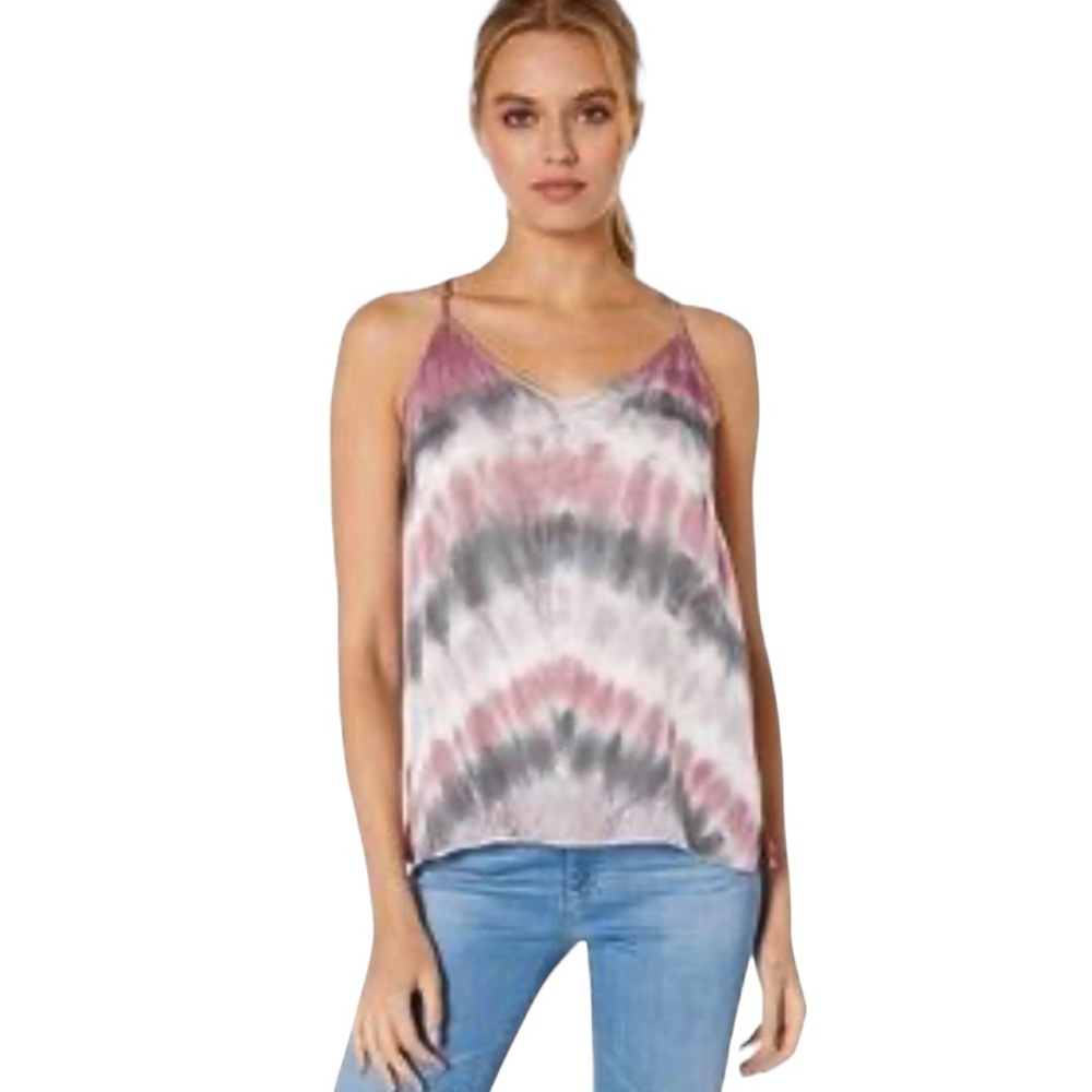 Young Fabulous & Broke Pink and Gray Tie-Dye Camisole